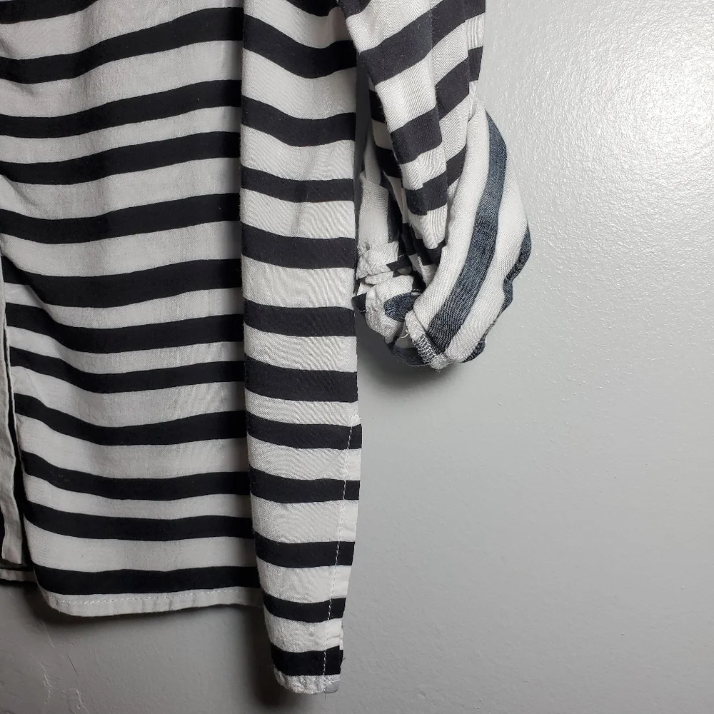 ALFRED DUNNER Stripe Collar Blouse White & Black Size 10P - Picture 5 of 9